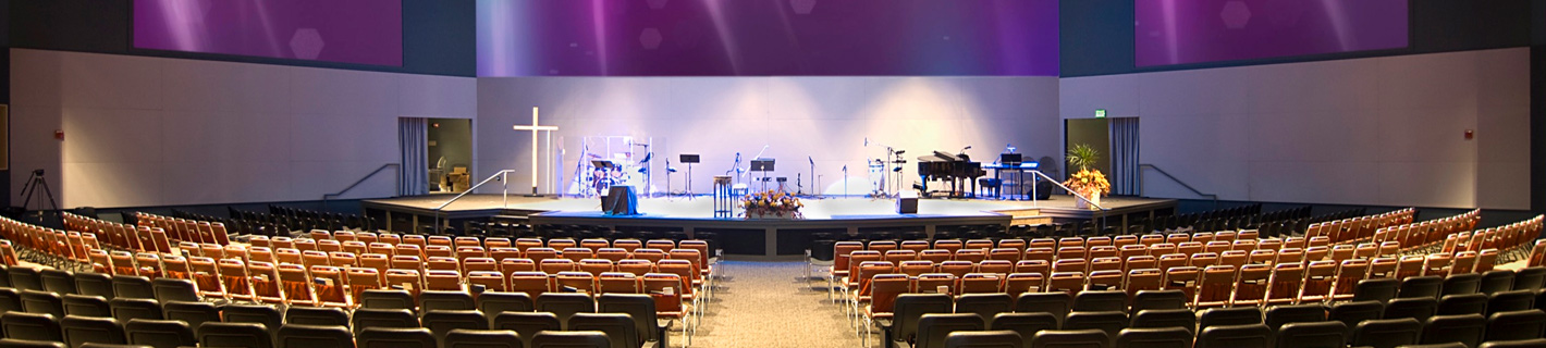 Modern Church with multimedia and acoustical design integration.