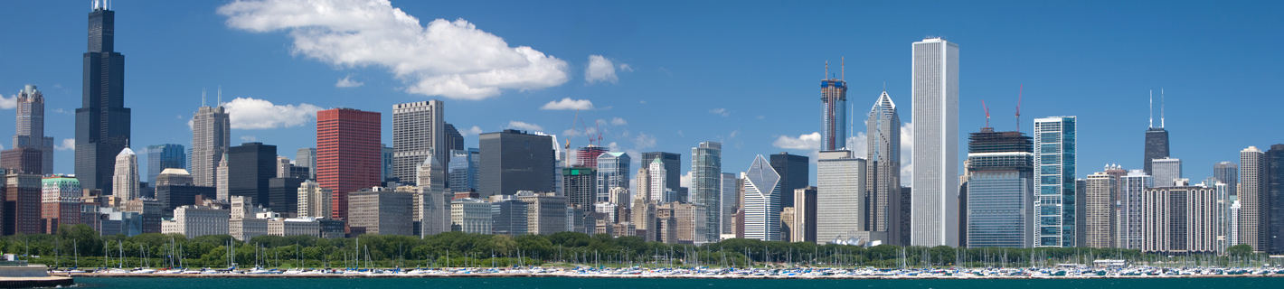 Chicago skyline and lakeshore view from Lake Michigan