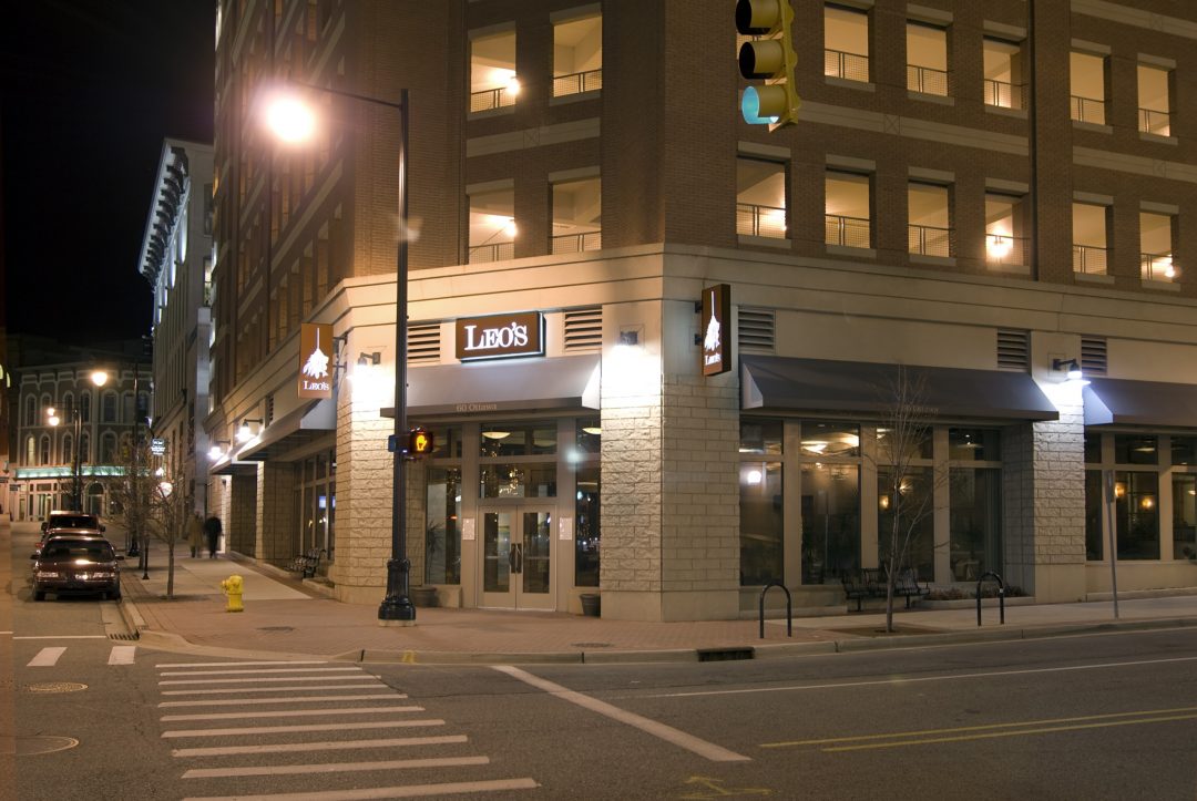 Mixed-use building requiring acoustical attention between floors