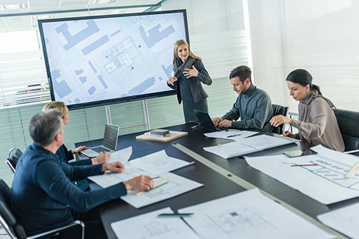 Conference room with AV technologies.